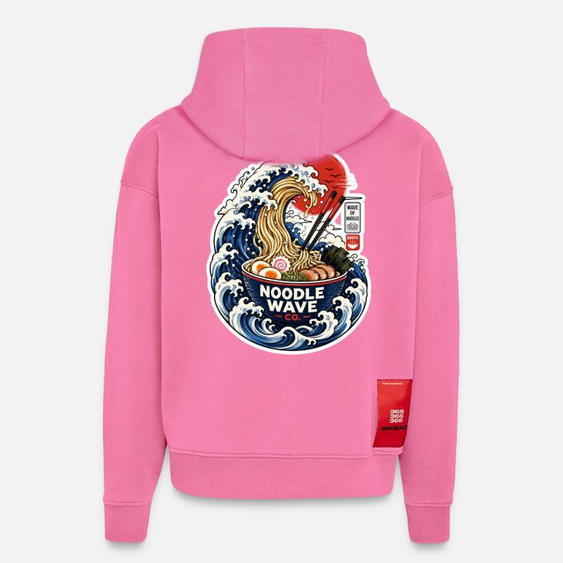 Noodle Wave Ramen Co. - Sweat à capuche bio épais oversize fabriqué en UE - AURA PINK