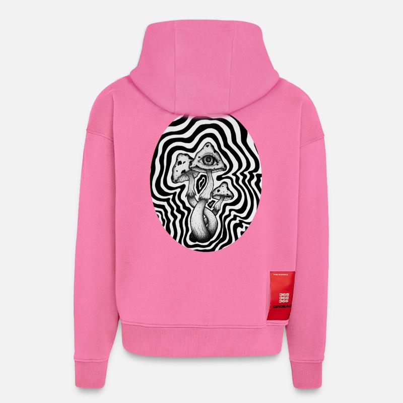 Champignons - Sweat à capuche bio épais oversize fabriqué en UE - AURA PINK