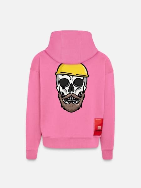 Ambachten Veiligheidshelm Schedel Bouwplaats werk Job - Heavyweight oversized organic hoodie made in EU - AURA PINK