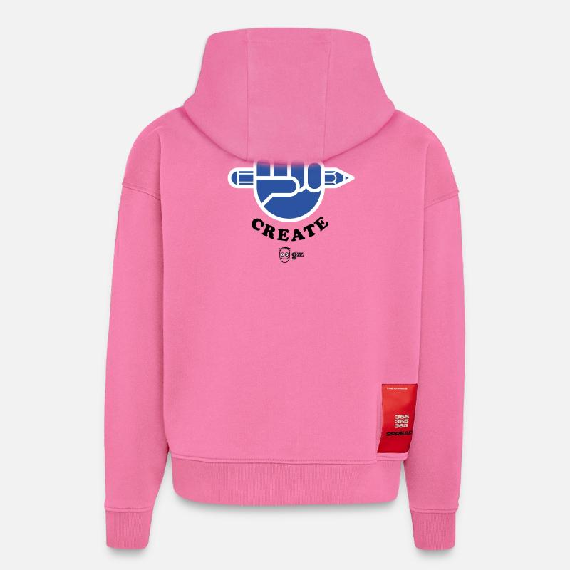 Create ! Dos - Sweat à capuche bio épais oversize fabriqué en UE - AURA PINK