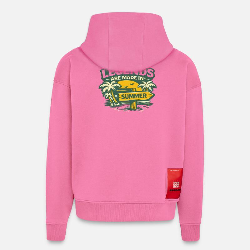Légendes en été - Sweat à capuche bio épais oversize fabriqué en UE - AURA PINK