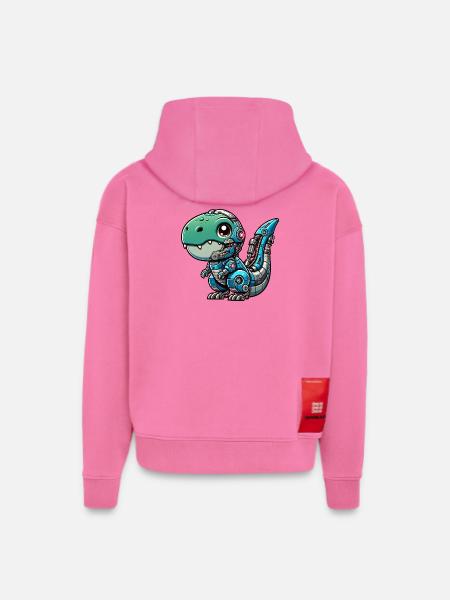 Cute T-Rex Cyborg, Robo-Dinosaur - Hoodie- made by SPREAD  - AURA PINK