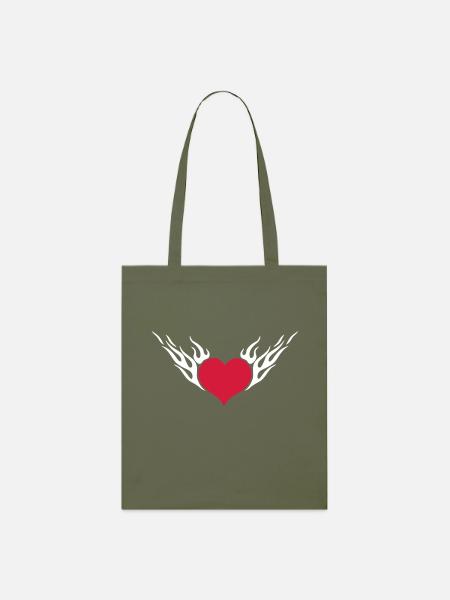 Feuerherz / Fire Heart 2c - Stanley/Stella Bio-Stoffbeutel - Khaki
