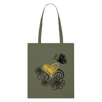 Flower with butterfly heart - Stanley/Stella Organic Tote Bag - khaki - Front