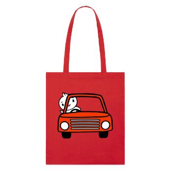 Duck waving car driver driving fast vehicle - Stanley/Stella Organic Tote Bag - red - Front