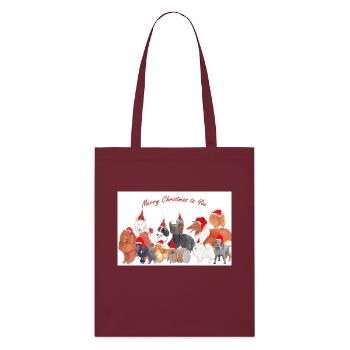 Chiens de Noël 1 autocollant - Tote bag bio Stanley/Stella - bordeaux - Devant