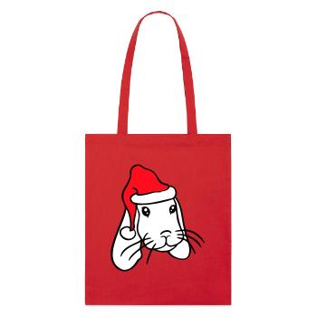 Hase Weihnachtsmann Weihnachten Mütze Hut Geschenk - Stanley/Stella Bio-Stoffbeutel - Rot - Vorne
