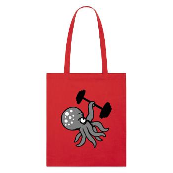 Oktopus Bodybuilder Muskelaufbau Fitnessstudio Gym - Stanley/Stella Bio-Stoffbeutel - Rot - Vorne