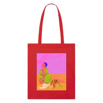 Flow With Feline - Stanley/Stella Organic Tote Bag - red - Front