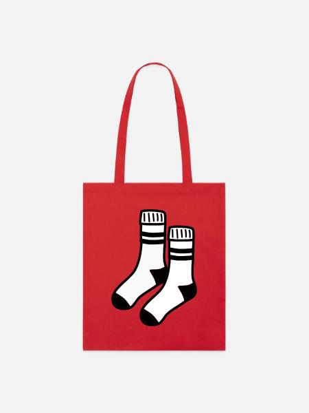 Weiße Socken - Stanley/Stella Bio-Stoffbeutel - Rot