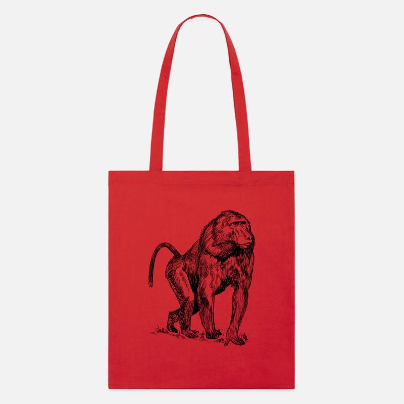 Monkey baboon - Stanley/Stella Organic Tote Bag - red