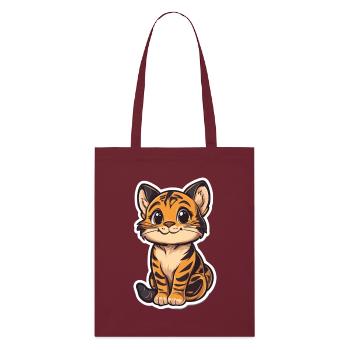 Süsser Tiger – Lustige Geschenkidee für Kinder - Stanley/Stella Bio-Stoffbeutel - Burgunderrot - Vorne