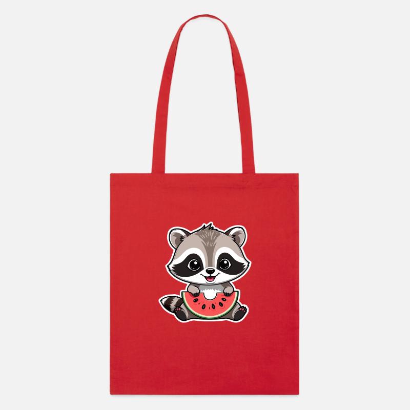 Raton laveur mignon avec pastèque – Funny & Niedlic - Tote bag bio Stanley/Stella - rouge