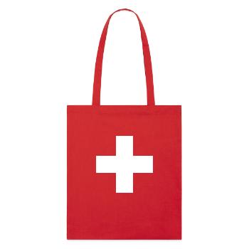 Schweiz Flagge Heimat Urlaub Geschenk - Stanley/Stella Bio-Stoffbeutel - Rot - Vorne