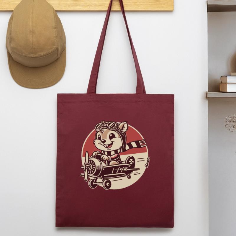 Funny Squirrel Pilot in Propeller Airplane Stanley/Stella Organic Tote Bag