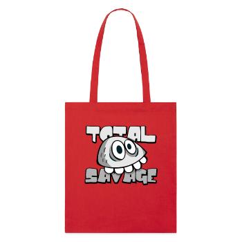 Total wild Comic Stein mit Zähnen - Stanley/Stella Bio-Stoffbeutel - Rot - Vorne
