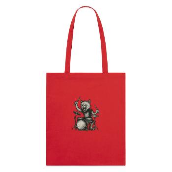 Cat playing drums Punk Rock Music - Stanley/Stella Organic Tote Bag - red - Back