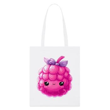 Kawaii Himbeere Kuschelcharakter - Stanley/Stella Bio-Stoffbeutel - Weiß - Vorne