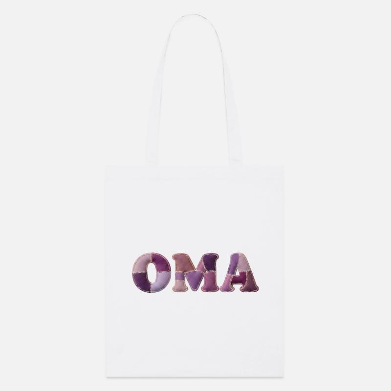 OMA Patchwork Stoff Design Geschenkidee - Stanley/Stella Bio-Stoffbeutel - Weiß
