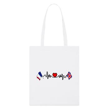 Cardio heart with Flag France and flag England - Stanley/Stella Organic Tote Bag - white - Front