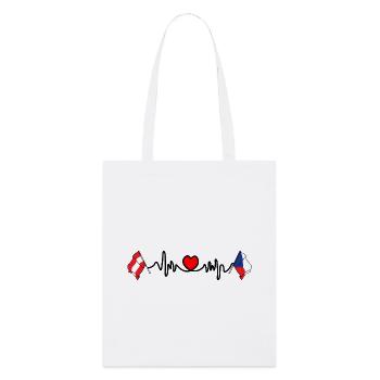 Cardio heart Drapeau Autriche, drapeau République tchèque - Tote bag bio Stanley/Stella - blanc - Devant