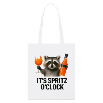 It's Spritz O'Clock Waschbär Party Geschenkidee - Stanley/Stella Bio-Stoffbeutel - Weiß - Vorne