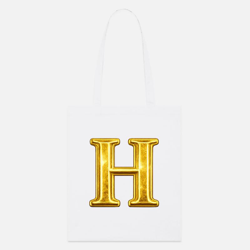 Goldenes H Monogram - Stanley/Stella Bio-Stoffbeutel - Weiß