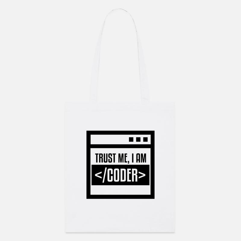 TRUST ME I AM CODER BLACK - Stanley/Stella Bio-Stoffbeutel - Weiß