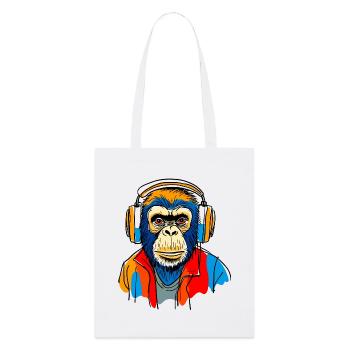 Monkey with headphones - Stanley/Stella Organic Tote Bag - white - Front