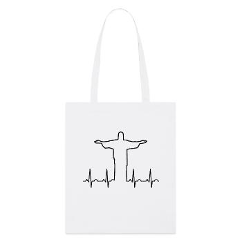 Jesus Christus Herzschlag (schwarz) - Stanley/Stella Bio-Stoffbeutel - Weiß - Vorne
