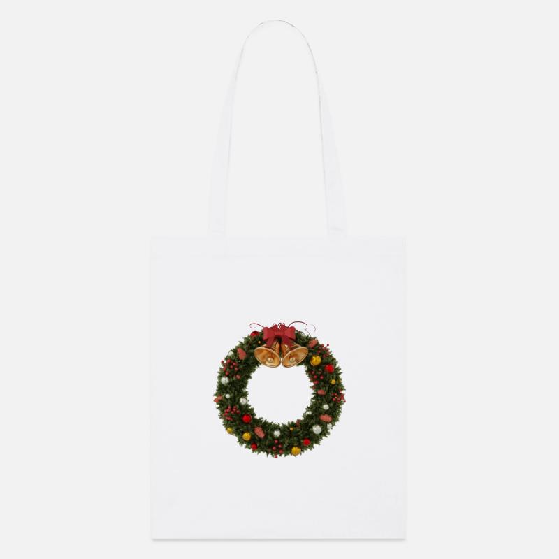 Couronne de Noël avec cloches et arc - Tote bag bio Stanley/Stella - blanc