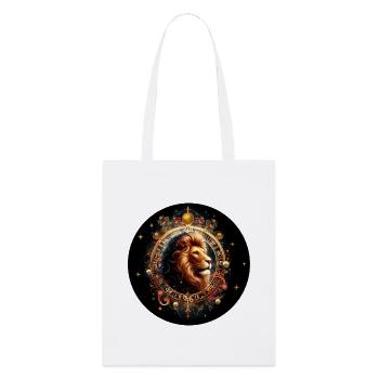 Lion dans le cercle du zodiaque - Signe du zodiaque Lion - Tote bag bio Stanley/Stella - blanc - Devant
