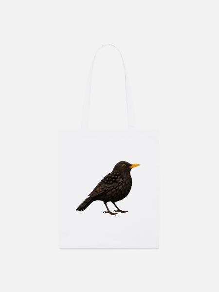 Amsel im Naturlook - Stanley/Stella Bio-Stoffbeutel - Weiß