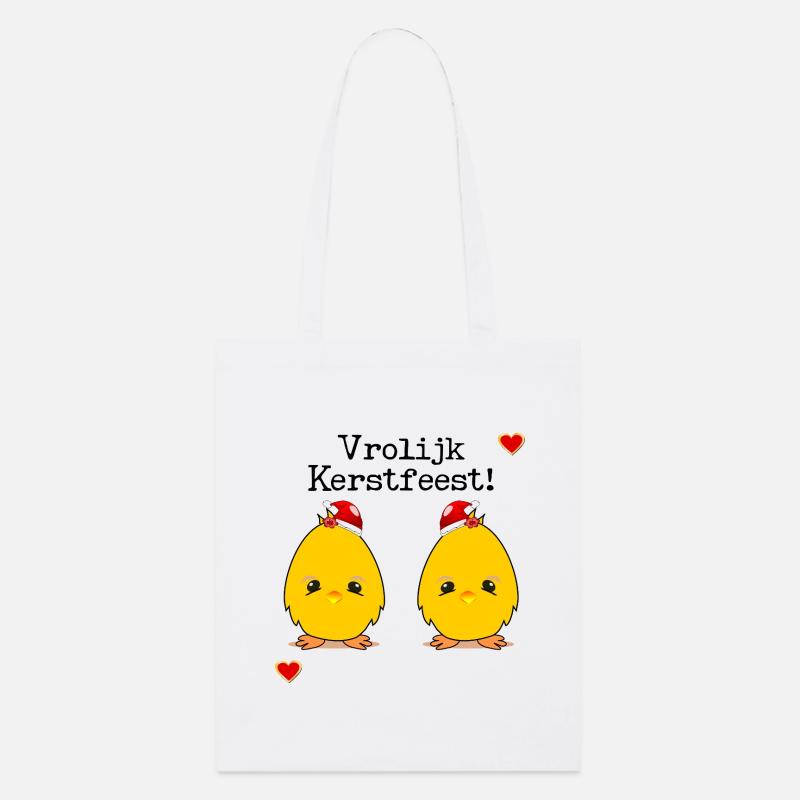 Frohe Weihnachtsküken - Stanley/Stella Bio-Stoffbeutel - Weiß
