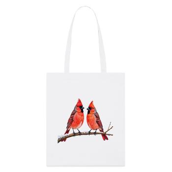 Twin Cardinals in Winter - Stanley/Stella Organic Tote Bag - white - Front