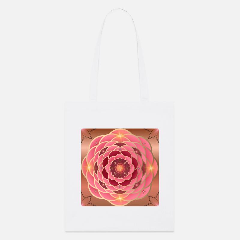 Hell goldene roséfarbene Mandalas - Stanley/Stella Bio-Stoffbeutel - Weiß
