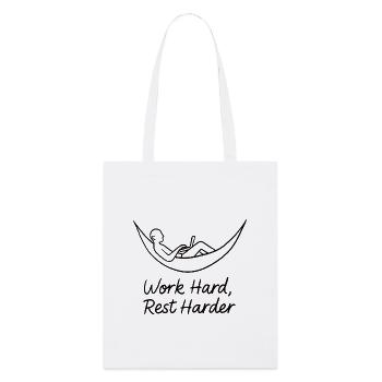 Hart arbeiten, ausruhen, härter Hängematte - Stanley/Stella Bio-Stoffbeutel - Weiß - Vorne