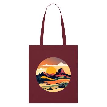 Sonnenuntergang in Wüstenlandschaft - Stanley/Stella Bio-Stoffbeutel - Burgunderrot - Vorne