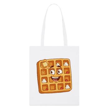 Fröhliches Waffelgesicht Cartoon - Stanley/Stella Bio-Stoffbeutel - Weiß - Vorne