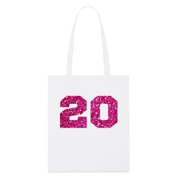 Numéro 20 paillettes rose - 20e anniversaire - Tote bag bio Stanley/Stella - blanc - Devant