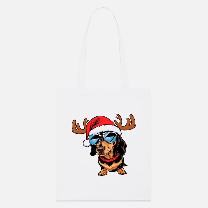 Christmas Dackel - Stanley/Stella Bio-Stoffbeutel - Weiß
