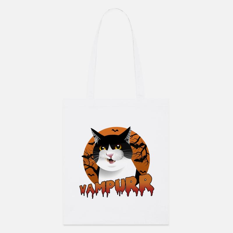 Vampurr : le chat d’Halloween parfait avec une morsure - Tote bag bio Stanley/Stella - blanc