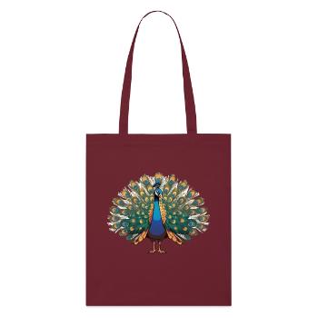 Peacock - Bird Sticker - Stanley/Stella Organic Tote Bag - burgundy - Front