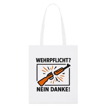 Conscription No Thanks – Conscientious Objection - Stanley/Stella Organic Tote Bag - white - Front