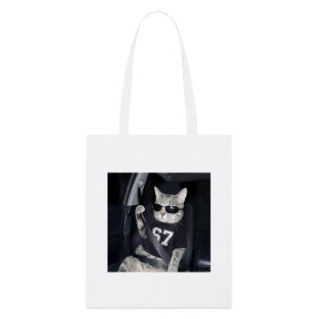 Cat Wearing Sunglasses Gen Alpha Funny Six Seven  - Stanley/Stella Bio-Stoffbeutel - Weiß - Vorne