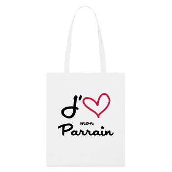 J'aime mon Parrain / Naissance / Bébé / Baptême - Tote bag bio Stanley/Stella - blanc - Devant