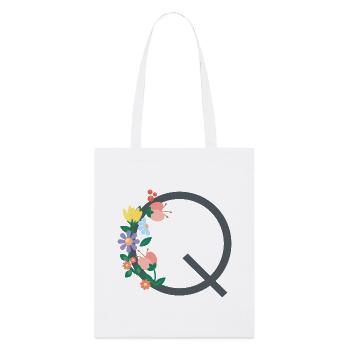 Elegant letter 'Q' with flowers - Stanley/Stella Organic Tote Bag - white - Front