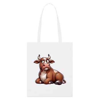 Lustige Kuh Cartoon Skeptischer Stier Comic - Stanley/Stella Bio-Stoffbeutel - Weiß - Vorne