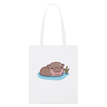 Hippopotame pygmée mignon se relaxant dans la rivière - Tote bag bio Stanley/Stella - blanc - Devant