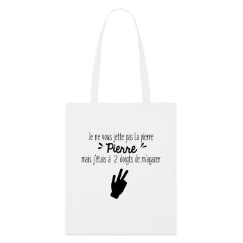 Je ne vous jette pas la pierre Pierre - Tote bag bio Stanley/Stella - blanc - Devant